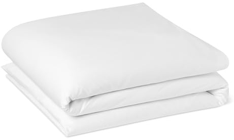 Amazon Basics Deluxe Bettbezug, 100% Baumwolle Satin Fadenzahl 400, Superweich mit Druckknöpfen, 220 x 240 cm, Weiß