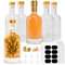 Lot de 6 petites bouteilles en verre de 100 ml avec bouchons en T, mini bouteilles d'alcool avec bouchon en liège, pailles en verre pour liqueur, vodka, vin, whisky, boissons, huile et extrait de