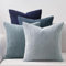 4er Set Kissen-Bezug mit Füllung Blau, Modell Mary, Luxus Kordsamt Sofakissen gestreift Couchkissen Dekokissen Zierkissen Kopfkissen, mit verstecktem Reisverschluss, weich & angenehm