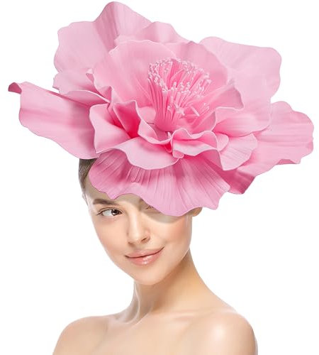Wehhbtye Fascinator-Hut mit Blume, Pink, Medium