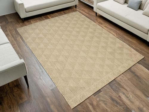 AKCILA Brussels Rhombus Linen rechteckig Outdoor-Teppich 200x290 cm, Balkon-Teppiche, waschbarer Küchenteppich, wetterfester Sisal-Teppich für Terrasse