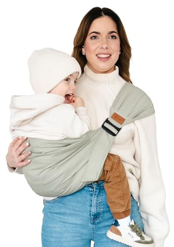 Qookie® GO Hüfttrage Salvia – Ergonomische Baby- & Kleinkindtrage, kompakt & schnell | ab 6 Monate bis 5 Jahre | bis 20kg | 100% Bio-Baumwolle | Gr. 74–122