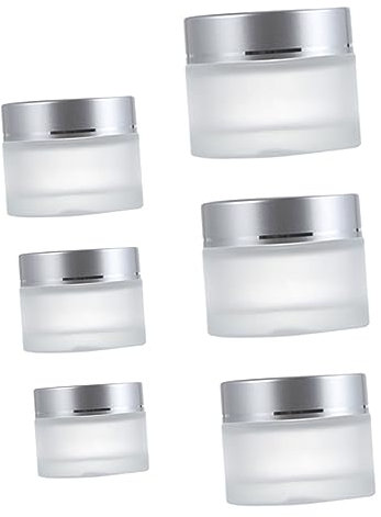 VICASKY 6 Stück Nachfüllbare Glasbehälter für Gesichtscreme Kosmetikdosen für Lotion Creme und Serum Leere Flaschen