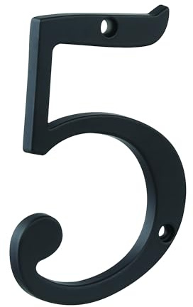 HASWARE 4-Inch Metal Address Numbers for Houses - Black Zinc Alloy Door Sign with Modern Floating Look Rust-Proof Powder-Coated Easy Install 0-9 (Number 5)