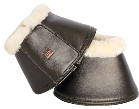 Imperial Riding Hufglocken IRHLovely, stoßdämpfend & reibungsschützend, mit Neoprenfutter und Klettverschluss, robuste Springglocken für Training & Alltag, Braun, Cob
