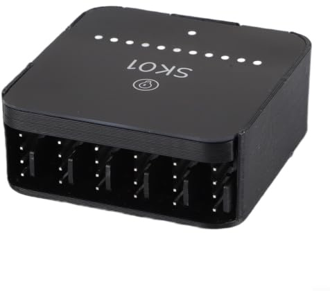 PWM-Lüftersteuerung 12V DC/USB-C, 6-Port Fan Hub Mit Drehregler 0-100%, LED-Anzeige, Bis 60W Gesamtleistung, 2A Pro Port, Für PC-Gehäuse & Workstation, Schwarz(Type-C + DC)