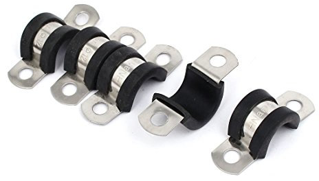 Sourcingmap 12mm Dia EPDM Rubber Lined U Shaped Pipe Tube Wire Clamps Clips 5pcs