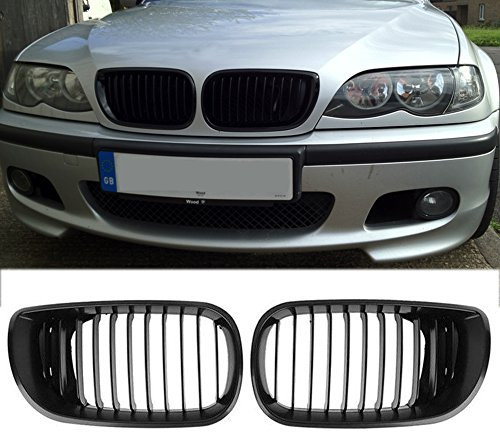Ricoy negra mate Rejillas frontal de radiador delanteras de riñón para E46 3 Series 4 Puertas 4D 2002-2005 LCI Facelift
