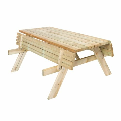 GARDIUN KSU12893 Table de Pique-Nique en Bois traité 198 x 154 x 74 cm 42 mm 6-8 Personnes