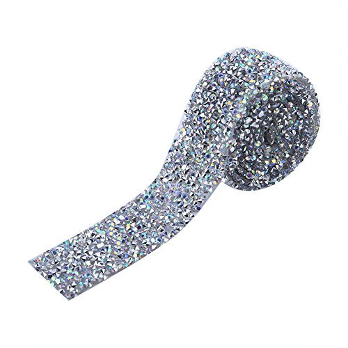 TOPINCN Rhinestone Ribbon Bling Sparkling Wrap Roll DIY Arts Crafts Crystal Ribbon Event Cake Decor 1 Yard 3Cm Width (AB Color)