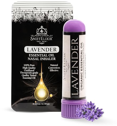 Lavender Essential Oil Aromatherapy Nasal Stick Vapor Inhaler for Sleep Aid, Meditation, Relaxation - USA Made with Organic Essential Oils, Natural Mood Support