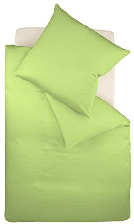 Fleuresse Dream Art Riva Feingewebe 143653 Fb. Grün, Renforce-Bettwäsche-Set, 135 x 200 cm und Kissen 80 x 80 cm, ideale Sommer-Bettwäsche für Sie und Ihn, 1 Bettbezug + 1 Kissen