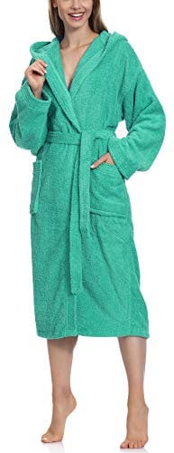 Ladeheid Peignoir de Bain Éponge 100% Coton Femme LA40-193 (Turquoise-18 (Grammage 400), S)