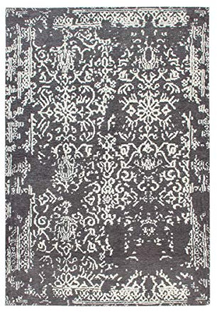 KADIMA DESIGN Jacquard-gewebter Flachflorteppich Iver 80 x 150 cm Grau/Anthrazit 70% Baumwolle, 30% Polyester-Chenille Handgewebt