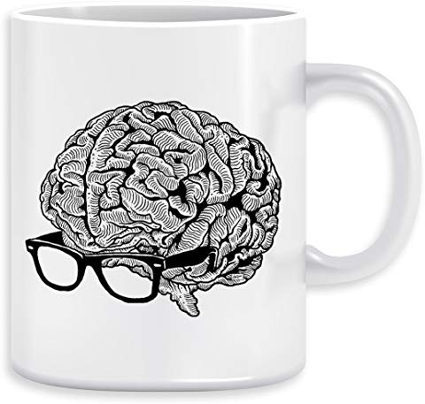 Gehirn mit Brille Kaffeebecher Becher Tassen Ceramic Mug Cup