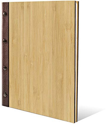 Stammbuch Bambus Cover Echt Leder Rücken Stammbuchformat A5 (175x220mm) hoch inkl. Extras - Blanko