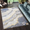 TAPISO Shine Teppich Kurzflor Grau Hellgrau Blau Gold Marmor Wohnzimmer Schlafzimmer 3D Optik Modern Design ÖKOTEX 160 x 220 cm