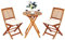 COSTWAY Juego de Mesa y 2 Sillas para Jardín Mueble Grupo de Asiento de Madera Mesa Redonda y Silla Plegable para Terraza, Patio, Pasillo (Beige)