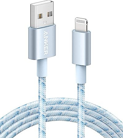 Anker 6ft Lightning Cable, 331 Cable, Premium Nylon USB-A to Lightning Cord, MFi Certified for iPhone Chargers, iPhone SE/Xs/XS Max/XR/X/8 Plus/7/6 Plus, iPad Pro Air 2, and More (Winter Blue)