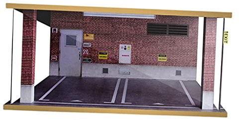 1/18 Échelle Fond Paysage Simulation en Bois Parking Scène Mini Voiture Double Garage Décor À La, Rouge Brique Mur