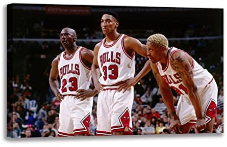 Moderne Leinwand Kunst Malerei Michael Jordan, Scottie Pippen Und Dennis Rodman Poster Basketball Wandbilder Für Männer Jungen Zimmer Dekor Geschenk (40x60 cm(ohne Rahmen))