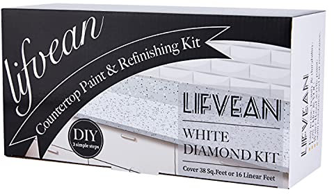 LIFVEAN White Diamond Countertop Paint Kit Counter Top Refinishing Kit for Kitchen Bathroom