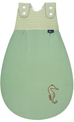 Alvi Baby-Mäxchen Außensack, Schlafsack mitwachsend, Baumwoll Schlafsack mit Strampelfreiheit, Babyschlafsack, Ganzjahresschlafsack (GOTS Seahorse, 68/74)