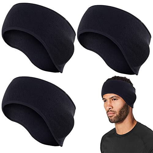 VEGCOO 3 Stück Stirnband für den Wintersport, Haarbänder für Damen und Herren, Ohrwärmer für Radfahren Yoga Wandern (Schwarz)