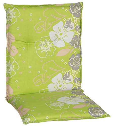 NYVI Gartenstuhl Auflage Niedriglehner Barcelona - UV-Beständig, Atmungsaktiv, Strapazierfähig - Niedriglehnerauflage Sitzkissen Outdoor - Sitzauflagen für Gartenstühle 100x50cm Blumenranke Grün