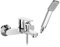 Rubinetto Vasca da Bagno, Miscelatore monocomando Esterno a Parete per Vasca, in Ottone Cromato, con Duplex, Serie Recta