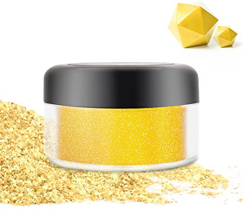 Essbarer Glitzer - 10g Essbarer Glitzerstaub Glitzerpulver für Lebensmittel, Getränke, Kuchen - Metallisch Lebensmittelfarbe Pulver Staubpulver zum Dekorieren von Torten, Süßigkeiten, Keksen (Gold)
