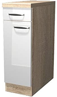 Flex-Well Küchenunterschrank - 30 cm breit - Hochglanz Weiß Sonoma Eiche – Valencia