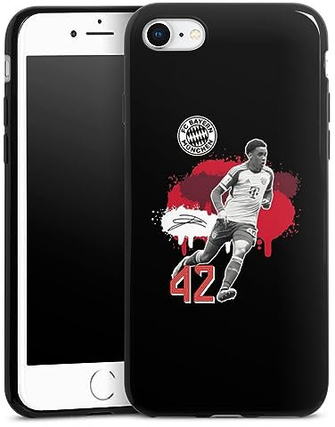 Slim Case extra dünn kompatibel mit Apple iPhone 7 Silikon Handyhülle schwarz Hülle FC Bayern München Jamal Musiala Offizielles Lizenzprodukt