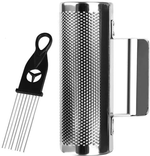 Tkocisa Instrumento Guiro de metal, 30,5 cm y 10,16 cm, de acero inoxidable Dominicana Guira Shaker Latin Percussion Guiro Instrumento con raspador para actuaciones en vivo
