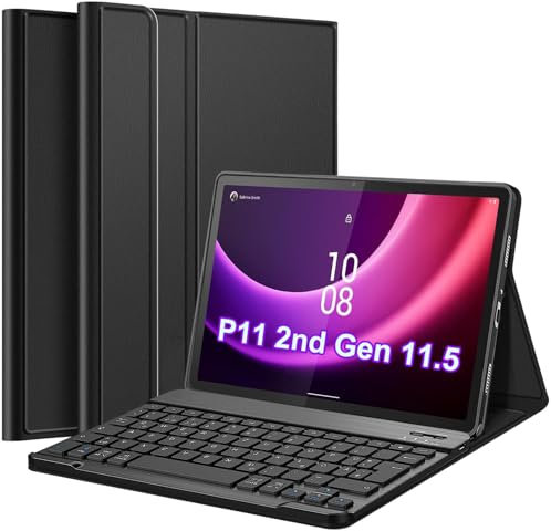 Wineecy Tastatur Hülle für Lenovo Tab P11 (2nd Gen) 11.5 Zoll TB350FU/TB350XU 2022, Slim Schutzhülle mit Magnetisch Abnehmbare Kabellose Deutsches QWERTZ Tastatur