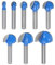 Router Bit Box Set 1/4 Shank 1/4 5/16 3/8 1/2 5/8 3/4 7/8 1 Cutting Dia. Round Nose Router Bit 2 Flutes Carbide Box Cutter for Woodworking Cutter Tool 8in1 Set
