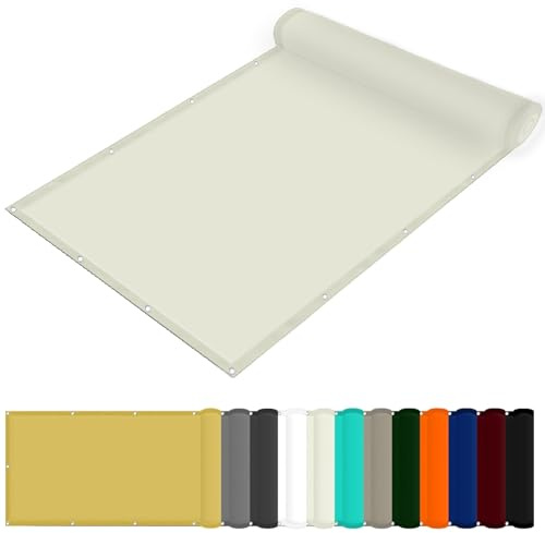 Rectangle Sunshade Awning 290 x 290 cm(114 x 114inch) Waterproof Shade Sail Sunshade 98% UV Block with Free Rope & Fixing Kit Pergola Balcony Sail Shades Fence, Ivory