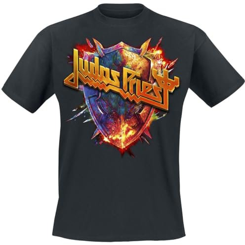 Judas Priest Shield Burst Logo Homme T-Shirt Manches Courtes Noir XL