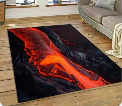 YANGECHEN Teppich Classic Volcano Lava Teppich Teppich Für Schlafzimmer Wohnzimmer Home Sofa Dekoration Bodenmatte, rutschfeste Matten 60X90Cm