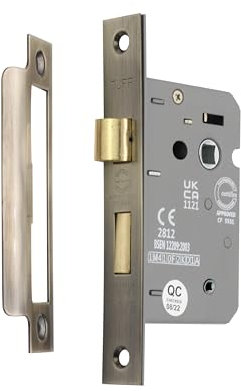 Fire Rated Bathroom Door Locks CE BS Rated 3 Lever 63mm or 75mm (Antique Brass, 63mm)