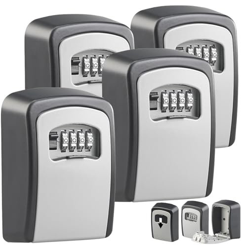 Xcase Kleiner Schlüsselsafe: 4er-Set Mini-Schlüssel-Safe zur Wandmontage, Zahlenschloss (Schlüsselsafe mit Zahlenschloss, Wandmontage, Tresor)