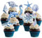 32 Stück Ozean Cupcake Topper Ozean Motto Partydekorationen Meerestiere Delfine Party Kuchenaufsätze für Jungen unter dem Meer Babyparty Geburtstagsparty Zubehör Fisch Cupcake Dekoration