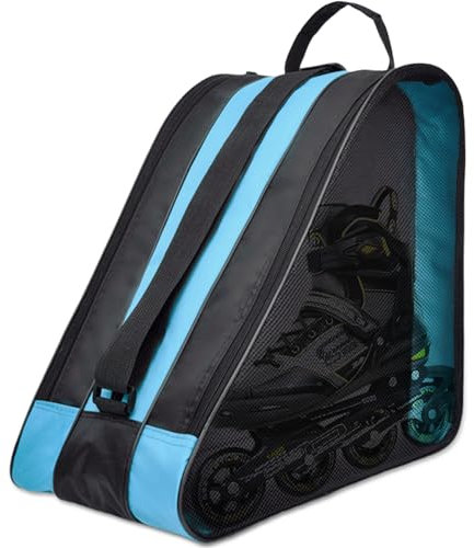 GAOUTO Borsa per pattini a rotelle, in tessuto Oxford, Ice Skate Bag con tracolla regolabile, borsa per scarponi da sci, traspirante, adatta per donne, uomini, bambini, blu