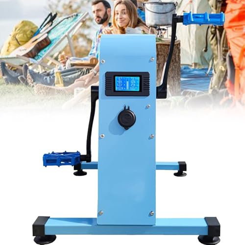 vanenferse Generador De Pedal De 350 W, Generador De Energía Manivela Portátil, Cargador Emergencia con Luz Súper Brillante para Acampar Al Aire Libre, Función De Visualización De Pantalla