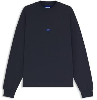 HUGO Herren Nedro Sweatshirt aus Baumwoll-Terry mit blauem Logo-Label