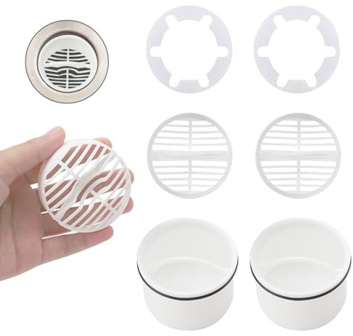 Yixinly 2 Stück Haarsieb+Tauchrohr für Dusche Ablaufgarnitur Set, Abfluss Dusche Duschabfluss Sieb Kompatibel mit Ablaufgarnitur 6960, 6961, 6962, 6963, Duschabfluss Haarfänger, 2-teiliges Set