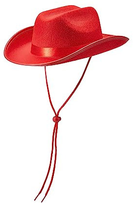 Edhomenn Cowboyhüte für Kinder, breite Krempe, Western-Cowgirl-Hut mit verstellbarem Riemen, Cowgirl-Kostüm-Zubehör (02 rot, Einheitsgröße)