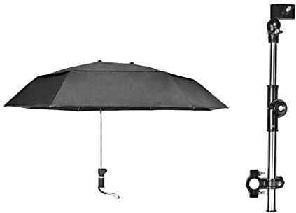 Pleayietoopiatiey Parapluie de chaise de plage avec pince universelle pour poussette - Bleu - Simple couche, Noir, double couche, Double Layer