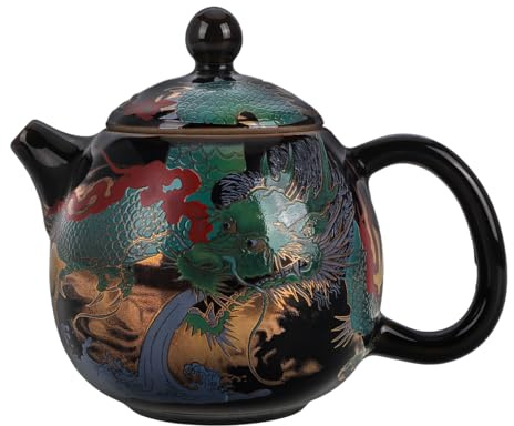 EXHUMKY Vintage Teapot Ceramic Kettle for Camping Tea Pot Black Teapot Tea Kettle Home Teaware