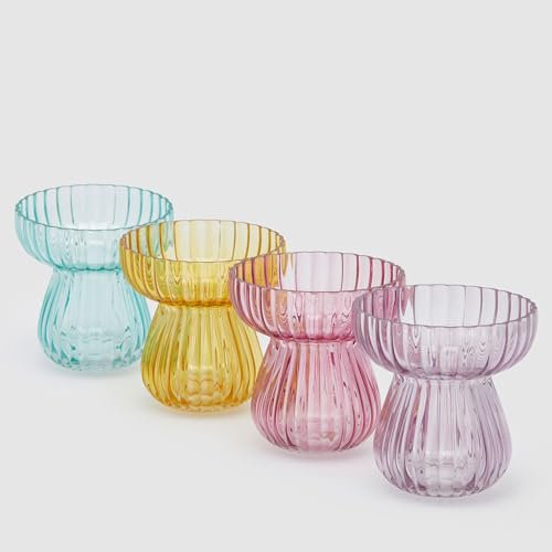 EDG Enzo De Gasperi Vase Streifen Biforma 15,5x15cm Glas Lila